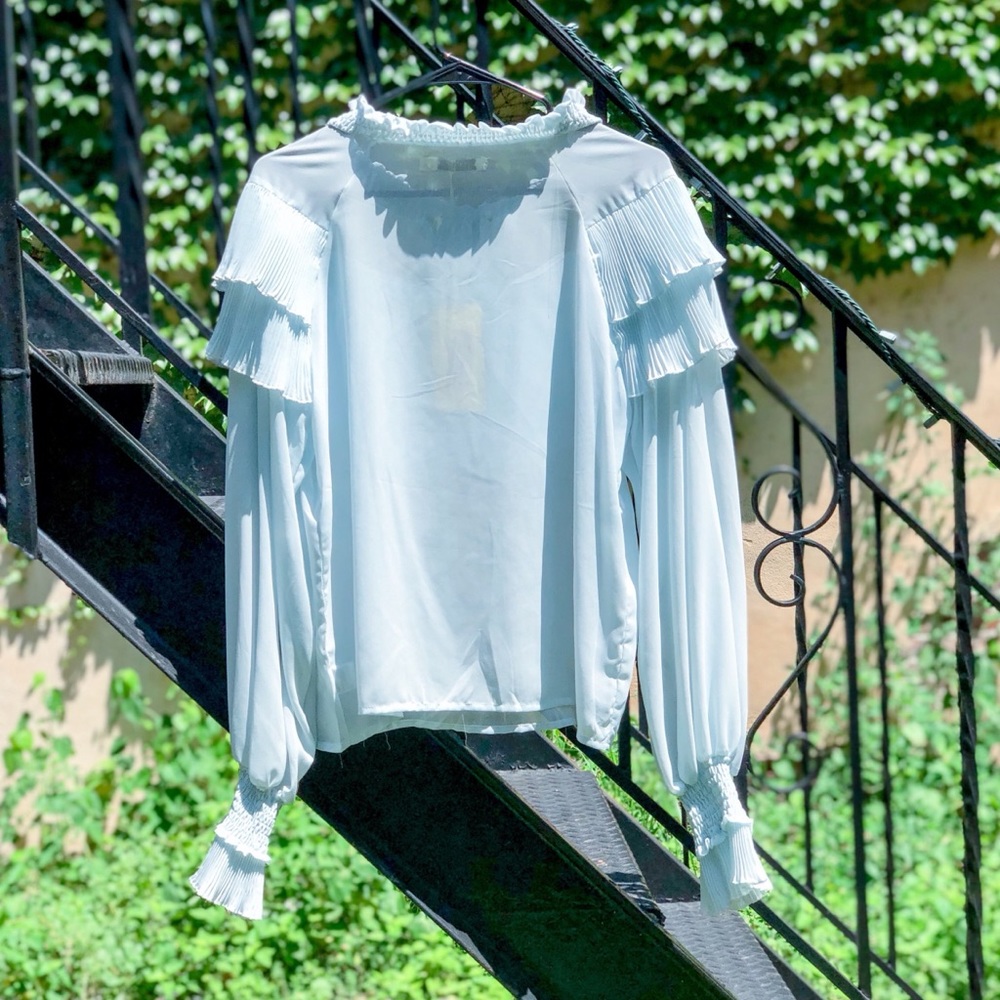 NWT Nasty Gal Blue Gravity Ties Ruffle Top Blouse - Picture 12 of 12